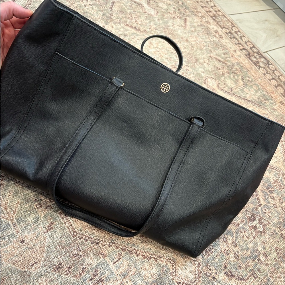Tory Burch Black Leather Tote Bag